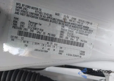 2016 Ford Focus Se z USA, uszkodzony, nr VIN 1FADP3F22GL401877